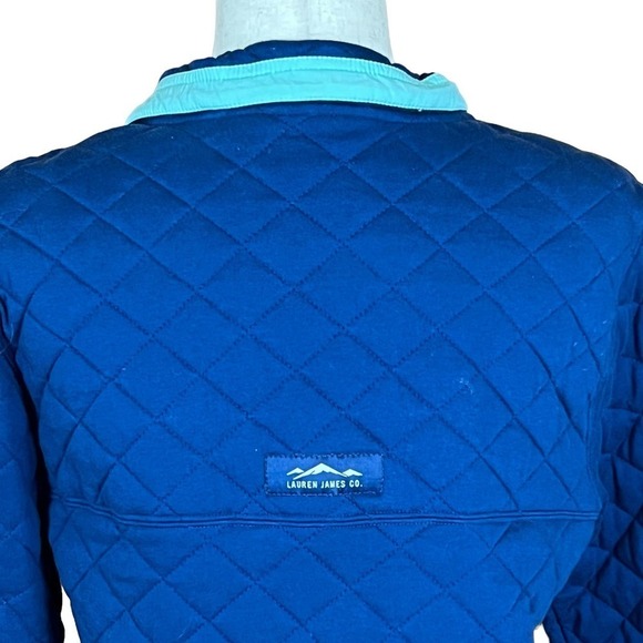 LAUREN JAMES THE LAWSON QUILTED PULLOVER IN ESTATE BLUE WOMEN'S SMALL - Picture 11 of 16